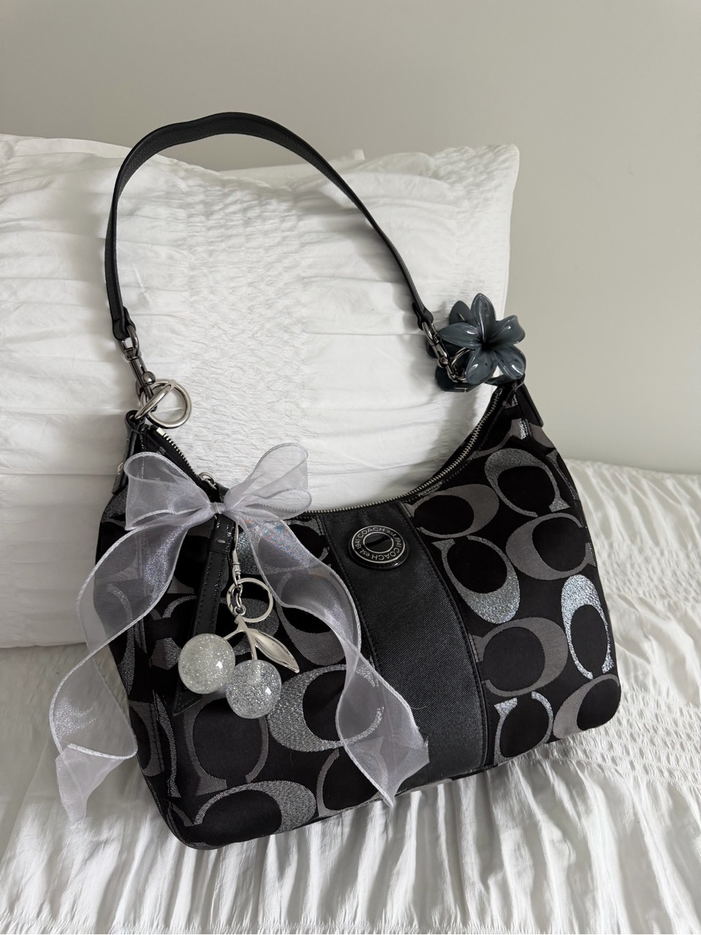 Vintage  Coach Demi Lurex Optic Canvas Shoulder Bag